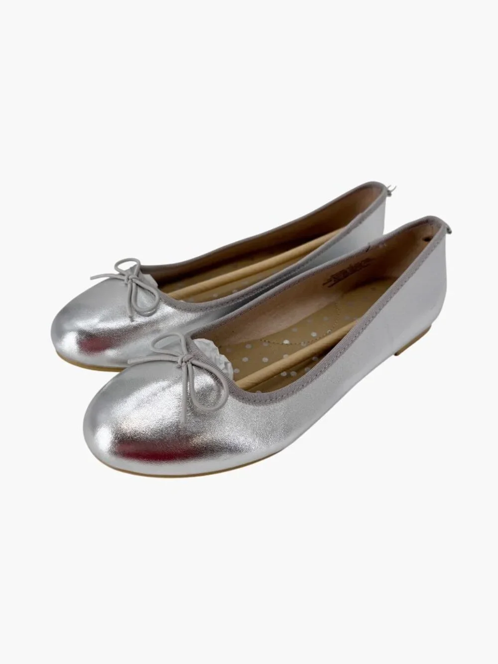 NEW Cat & Jack Kids' Diana Slip-On Ballet Flats - Silver - Size 5 (Big Kid)
